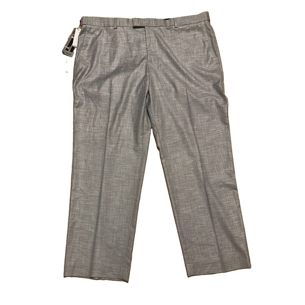 Savane Mens Performance Dress Pants 42x30 Straight Fit Grey Brushed Nickel New